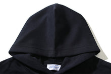 OW Black Crystal Letter Printed Pattern Hooded Sweater