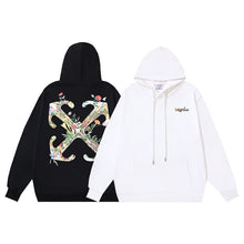 OW Botanical Flower Print Pattern Pullover Hooded Sweater