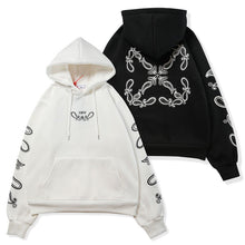 OW cashew flower arrow pattern plus fleece hooded sweatshirt