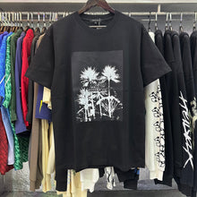 Purple T Shirts Coconut Palm Print Casual Versatile Short Sleeve Men and Women