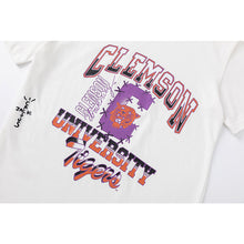 Travis Scott T Shirts x Mitchell x Ness Clemson Tigers Hand-Drawn Short Sleeve