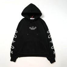 OW cashew flower arrow pattern plus fleece hooded sweatshirt