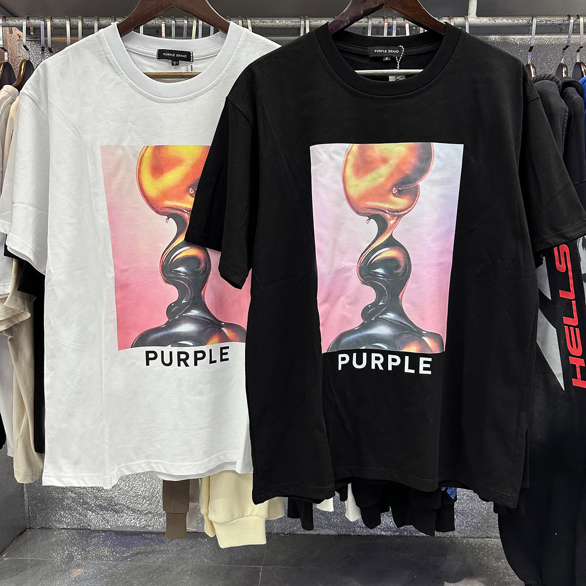 Purple T Shirts Chess Printed Cotton Casual Short Sleeves Men and Women