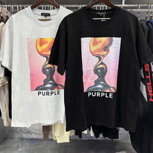 Purple T Shirts Chess Printed Cotton Casual Short Sleeves Men and Women
