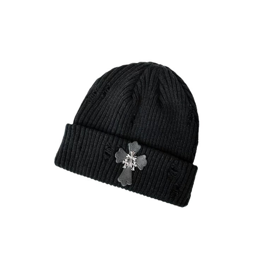 CHH  Heart Beanie Ripped Cross Knitted Hat Warm Hat Wool