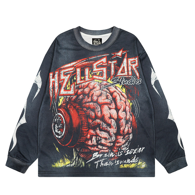 HS Long Sleeve Shirts Hip-hop loose oversize