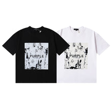 Purple T Shirts Abstract Style Character Printing Cotton Short Sleeves Men and Women