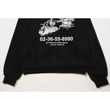 OW excavator letter pattern fleece hooded sweater