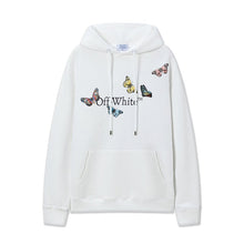OW Butterfly Letter Print Pattern Pullover Hooded Sweater
