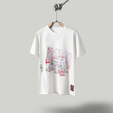 Travis Scott T Shirts x Mitchell x Ness SS24 UNIVERSITY OF ALABAMA LOGO printed lettering short sleeves