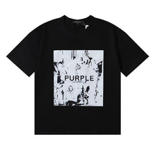 Purple T Shirts Abstract Style Character Printing Cotton Short Sleeves Men and Women