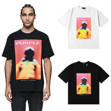 Purple T Shirts Blur Shadow Printing Cotton Casual Short Sleeve Men and Women