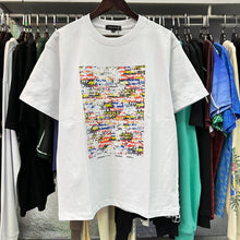 Purple T Shirts Oil Painting Stickers Cotton Short Sleeves Men and Women