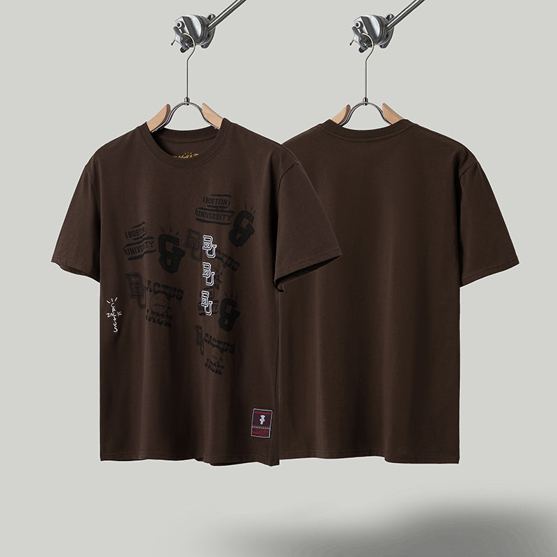 Travis Scott T Shirts x Mitchell x Ness Boston University Seal Short Sleeve