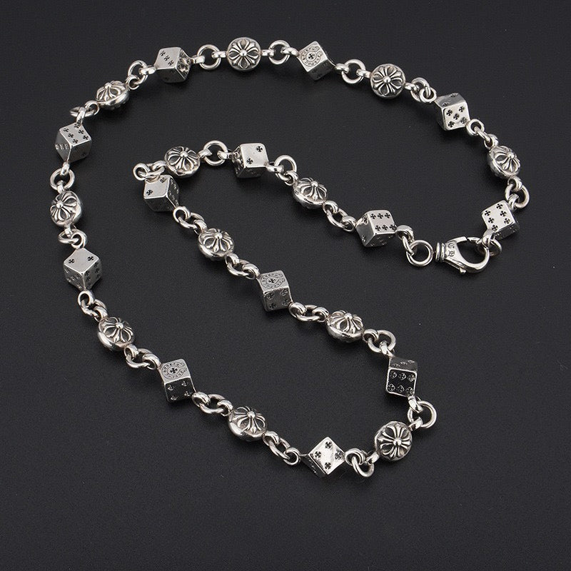 Chrome Hearts Necklace Dice Cross Vintage Cross Flower Men's and Women's Necklaces