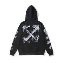 OW headphones flower pattern pullover hooded sweater