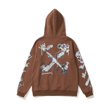 OW headphones flower pattern pullover hooded sweater