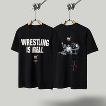 Travis Scott T Shirts x WWE collaboration: John Cena and Dwayne Johnson pose for a photo together. Letter-printed retro short-sleeved T-shirt.