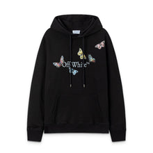 OW Butterfly Letter Print Pattern Pullover Hooded Sweater