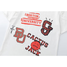 Travis Scott T Shirts x Mitchell x Ness Boston University Hand-Drawn Short Sleeve