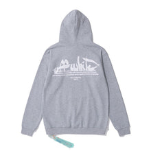 OW Square Letter Arrow Pattern Hooded Sweater