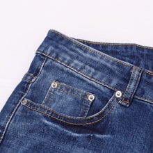 Amiri Jeans Blue Ripped Letter Embroidered Jeans