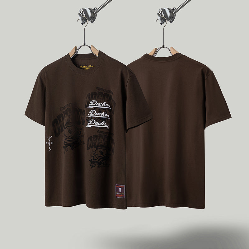 Travis Scott T Shirts x Mitchell x Ness Oregon Ducks Seal Short Sleeve