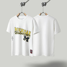 Travis Scott T Shirts x Mitchell x Ness Michigan Wolverines Hand-Drawn Short Sleeve