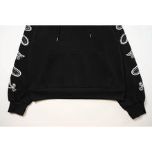 OW cashew flower arrow pattern plus fleece hooded sweatshirt