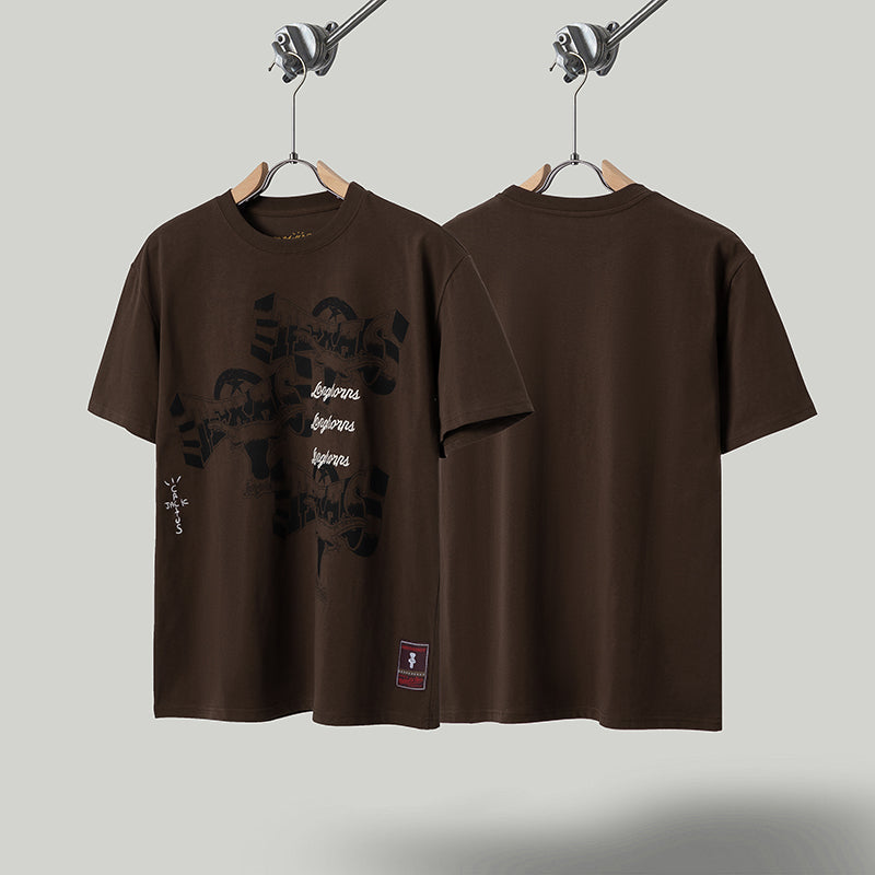 Travis Scott T Shirts x Mitchell x Ness Texas Longhorns Seal Short Sleeve