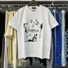 Purple T Shirts Abstract Style Character Printing Cotton Short Sleeves Men and Women