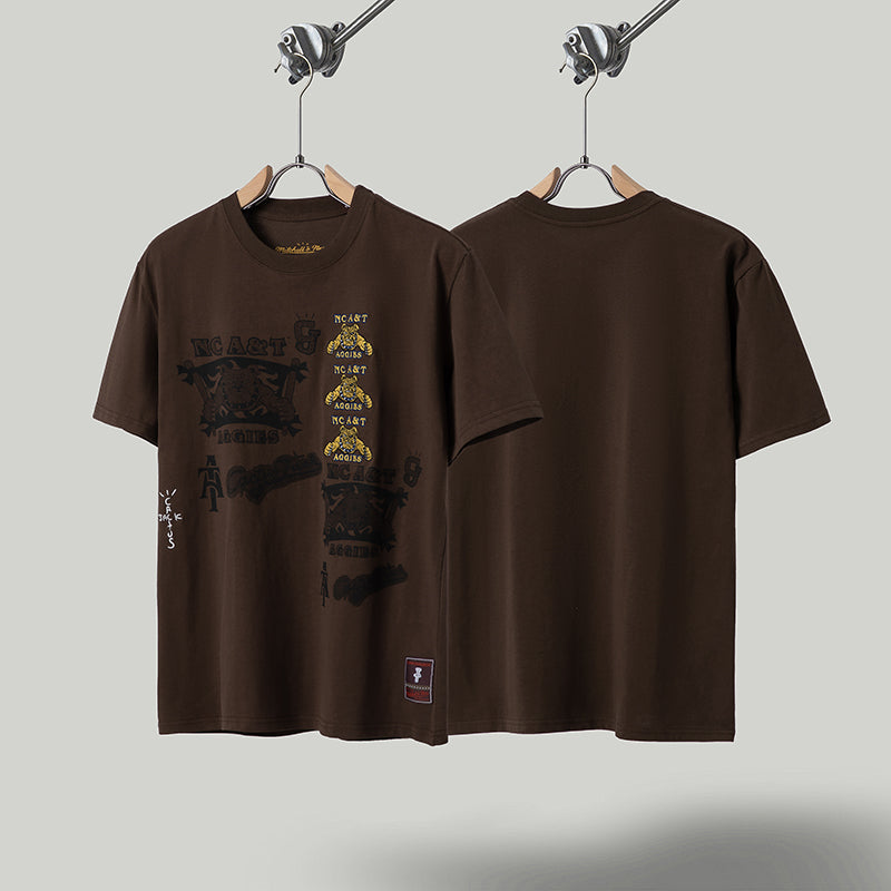 Travis Scott T Shirts x Mitchell x Ness North Carolina AT Aggies Seal T-Sleeve