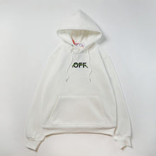 OW excavator letter pattern fleece hooded sweater
