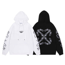 OW embroidered cashew flower pattern pullover hooded sweater