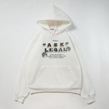 OW dotted letter arrow pattern fleece hooded sweater