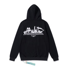 OW Square Letter Arrow Pattern Hooded Sweater