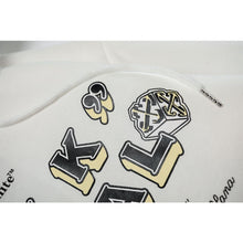 OW dotted letter arrow pattern fleece hooded sweater