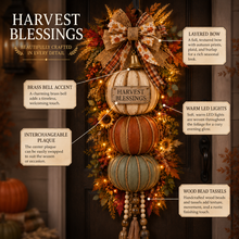 🏡FREE SHIPPING 60% OFF🎃Lighted Stacked Pumpkin Fall Door Decor with 3 Seasonal Plaques